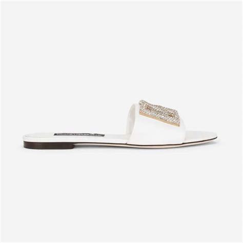 dolce gabbana white slides|calfskin slides with dg logo.